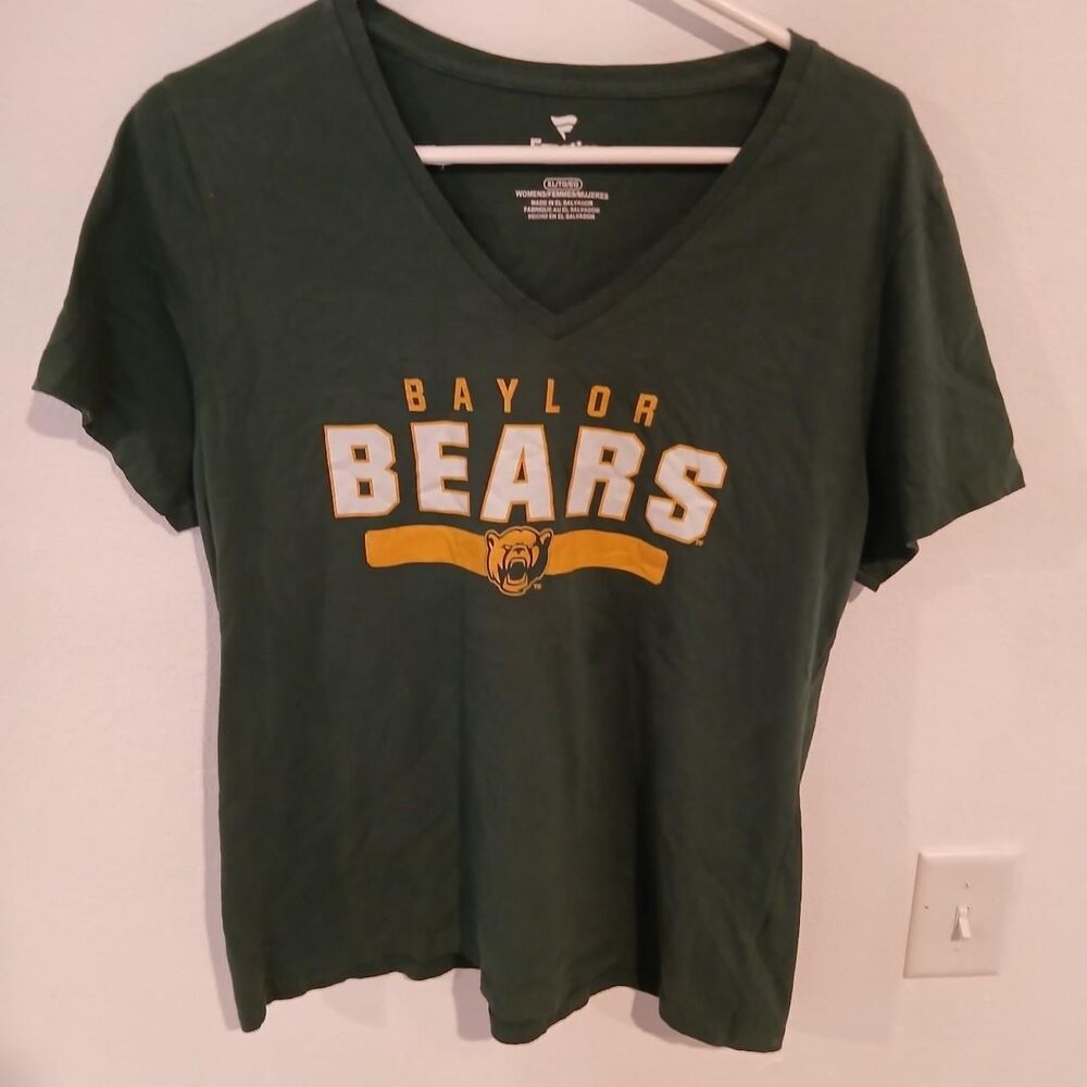Baylor Bears Fanatics Women's Green V-Neck T-shirt Size XL